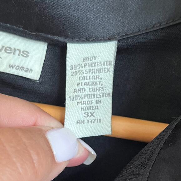 Vintage Y2K Whimsigoth Velvet Burnout Shirt 3X Black Sheer Fairy Goth Witchy - Picture 11 of 12